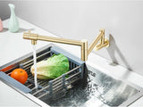 Wandmontierte Küchenspültischarmatur Gebürstetes Gold – Kaltwasserhahn | Schwenkbarer Auslauf | Platzsparendes Design