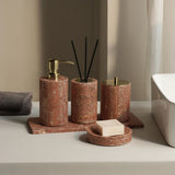 Rubèra Rotes Travertin Badezimmer-Set – Vintage Naturstein Eleganz