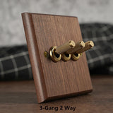 RetroLux Schwarzes Walnussholz Umschalter 1–4 Gang – Messing Knebel, Massivholz & USB-Option