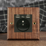 RetroLux Schwarzes Walnussholz Umschalter 1–4 Gang – Messing Knebel, Massivholz & USB-Option