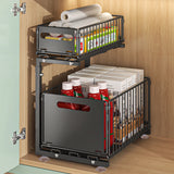 Ausziehbarer Küchen Unterschrank Organizer 2 Ebenen – L-förmiger Spülenschrank Korb | Stauraum Maximieren | Stahlregal