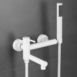 Badewannenarmatur mit schwenkbarem Auslauf und Handbrause – Wandmontierter Warm- und Kaltwasser Mischer aus Edelstahl