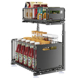 Ausziehbarer Küchen Unterschrank Organizer 2 Ebenen – L-förmiger Spülenschrank Korb | Stauraum Maximieren | Stahlregal