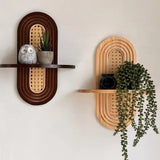 BohemiaCraft Handgefertigtes Rattan Wandregal – Boho Holz Deko & Praktischer Organizer