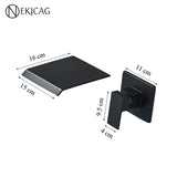 Wandgemonteerde Wastafelkraan met Watervaluitloop – Mat Zwart of Geborsteld Nikkel | Enkel Handvat