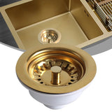 Aurelio Edelstahl Spülbecken Sieb mit Gold Finish – 114mm Ablaufstopfen für Küche und Bad