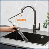 Luxuriöses, schwarzes, multifunktionales Küchenspülbecken – Edelstahl 304 | 68 oder 75 cm | Mit ausziehbarem Flying Rain-Wasserhahn und Zubehör
