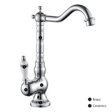 Küchenarmatur aus antikem Messing mit Keramikgriff - 360° drehbar | Traditionelles Design