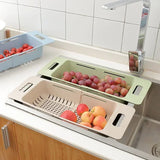 FlexDrain Abtropfkorb Küche – Verstellbarer Spülbecken Organizer | Auto Ablauf & Obst Gemüse Trockner | Platzsparendes Küchezubehör