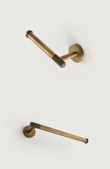 VintageGriff Badaccessoires Set Bronze – Gerändelte Messing Optik | Handtuchhalter & Toilettenpapierhalter | Rustikales Badezimmer Design