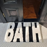 BathElegance Pro Rutschfeste Badematte – Schwarz-Weiße Designer-Badvorleger mit hoher Saugkraft