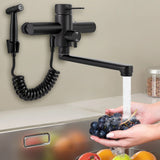 AquaFlex Wandarmatur mit Seitensprühkopf – 360° Drehbarer Küchenhahn aus Gebürstetem Edelstahl