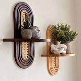 BohemiaCraft Handgefertigtes Rattan Wandregal – Boho Holz Deko & Praktischer Organizer
