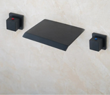 Waterval Wastafelkraan – Dubbele Handvatten | Chroom & Mat Zwart | 2-Gats Wand- of Tafelmontage