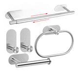 Selbstklebendes Badezimmer-Zubehörset aus Edelstahl – Ohne Bohren | Gebürstetes Finish | Metallmontage