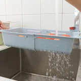 FlexDrain Abtropfkorb Küche – Verstellbarer Spülbecken Organizer | Auto Ablauf & Obst Gemüse Trockner | Platzsparendes Küchezubehör