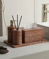 Rubèra Rotes Travertin Badezimmer-Set – Vintage Naturstein Eleganz