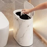 Nordic Marmor-Design Abfalleimer – Schlanker Drückdeckel Mülleimer für Bad & WC