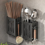 KitchenFlow Besteckhalter Wandmontage – Küchen Organizer Kunststoff | Abtropfhalter für Löffel & Essstäbchen | Platzsparende Aufbewahrung