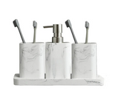 Vierteiliges Badezimmer-Accessoire-Set – Marmoroptik