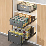 SlideMax Küchen Organizer Set – Ausziehbares Gewürzregal Metall | Schrank Ordnungssystem | Platzsparende Aufbewahrung
