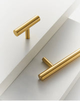 Nurlin T-Bar Messing Möbelgriff – Rund, Extra Lang, Modernes Design für Schränke, Schubladen & Kühlschrank