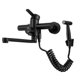 AquaFlex Wandarmatur mit Seitensprühkopf – 360° Drehbarer Küchenhahn aus Gebürstetem Edelstahl