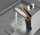 Luxus Waschtischarmatur Schwarz Roségold Weiß – Einhebelmischer | Warm- & Kaltwasser | Elegantes Bad Design