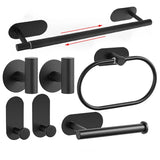 Selbstklebendes Badezimmer-Zubehörset aus Edelstahl – Ohne Bohren | Gebürstetes Finish | Metallmontage