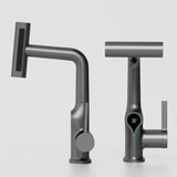 Wasserfall-Waschtischarmatur mit digitaler Temperaturanzeige und höhenverstellbarem Auslauf
