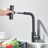 Elegante Küchenarmatur mit Ausziehbrause und Wasserfallauslauf