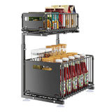 Ausziehbarer Küchen Unterschrank Organizer 2 Ebenen – L-förmiger Spülenschrank Korb | Stauraum Maximieren | Stahlregal