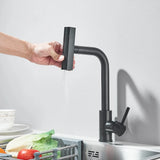 Elegante Küchenarmatur mit Ausziehbrause und Wasserfallauslauf