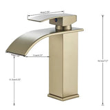 GoldCascade Waschtischarmatur – Gebürstete Goldarmatur für Waschbecken | Eleganter Wasserfallauslauf | Einhebel-Mischbatterie aus Edelstahl