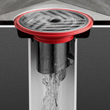 AquaShield Kompakter Bodenablauf – Edelstahl & Silikon Rückfluss-Schutz für Bad, Dusche & Küche