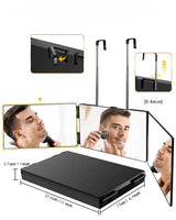 GlamFold 360 – Tragbarer 3-teiliger Schminkspiegel mit Verstellbarem Teleskophaken