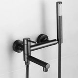 Badewannenarmatur mit schwenkbarem Auslauf und Handbrause – Wandmontierter Warm- und Kaltwasser Mischer aus Edelstahl