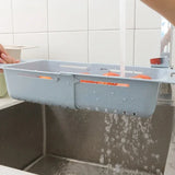 FlexDrain Abtropfkorb Küche – Verstellbarer Spülbecken Organizer | Auto Ablauf & Obst Gemüse Trockner | Platzsparendes Küchezubehör