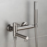 Badewannenarmatur mit schwenkbarem Auslauf und Handbrause – Wandmontierter Warm- und Kaltwasser Mischer aus Edelstahl