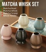 ZenTee Matcha-Zeremonienset – Traditionelles Matcha-Teeset aus Keramik und Bambus | Authentischer Teegenuss | 4-teiliges Matcha-Zubehör