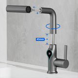 Wasserfall-Waschtischarmatur mit digitaler Temperaturanzeige und höhenverstellbarem Auslauf