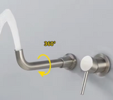 Wandarmatur für Waschtisch aus Messing mit Edelstahleffekt und Einhebelsteuerung