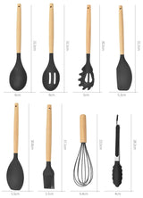 ChefEase – 12-delige Siliconen Keukengerei Set met Houten Handvat