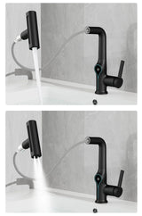 AquaGlow Wasserfall-Waschtischarmatur mit digitaler Temperaturanzeige