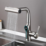 Wasserfall-Waschtischarmatur mit digitaler Temperaturanzeige und höhenverstellbarem Auslauf