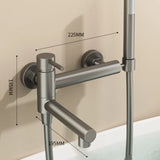 Badewannenarmatur mit schwenkbarem Auslauf und Handbrause – Wandmontierter Warm- und Kaltwasser Mischer aus Edelstahl