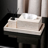 Travertine Élégance Badezimmer-Set – 6-teiliges Luxus-Set aus Beige Naturstein für Zuhause & Hotel