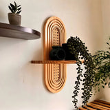 BohemiaCraft Handgefertigtes Rattan Wandregal – Boho Holz Deko & Praktischer Organizer