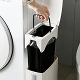 SlimPure 3-in-1 Ultradünner Abfalleimer – 4.4” Schmaler Badezimmer-Mülleimer mit Deckel