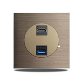 PowerLux Wandsteckdose Braun – Schuko Steckdose Aluminium | USB & Netzwerkanschluss | Moderne Unterputz Lösung